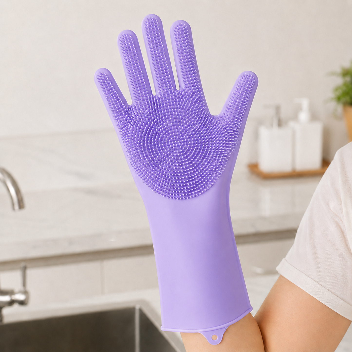 Silicone Dishwashing Gloves with Scrubber – Dhar's Enterprise