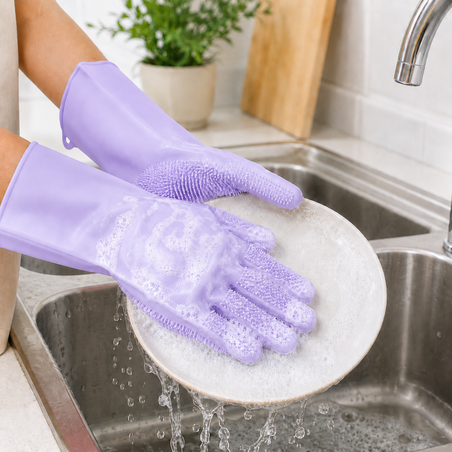 Silicone Dishwashing Gloves with Scrubber – Dhar's Enterprise