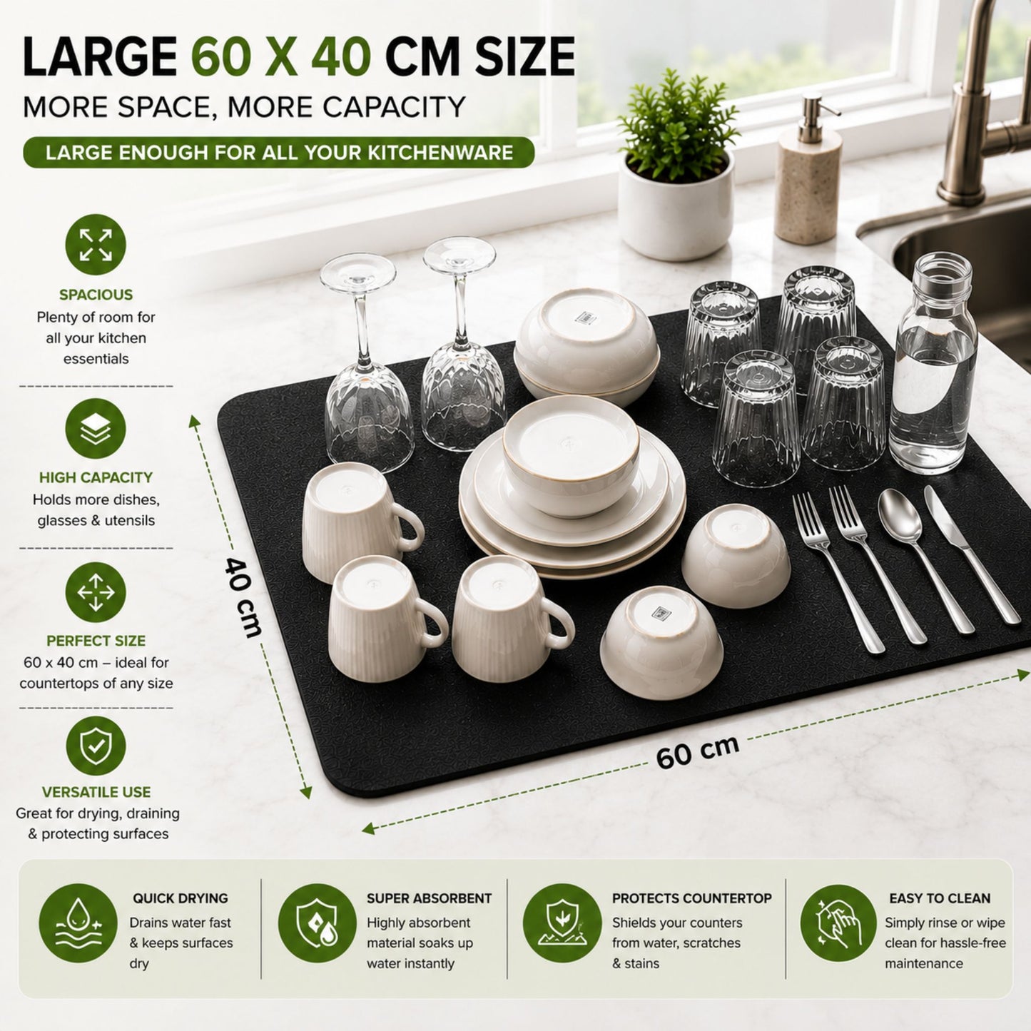 Dish Drying Mat (Large) 60x40 cm – Dhar's Enterprise
