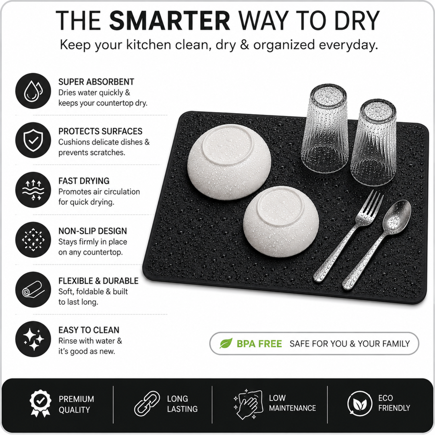Dish Drying Mat (Large) 60x40 cm – Dhar's Enterprise