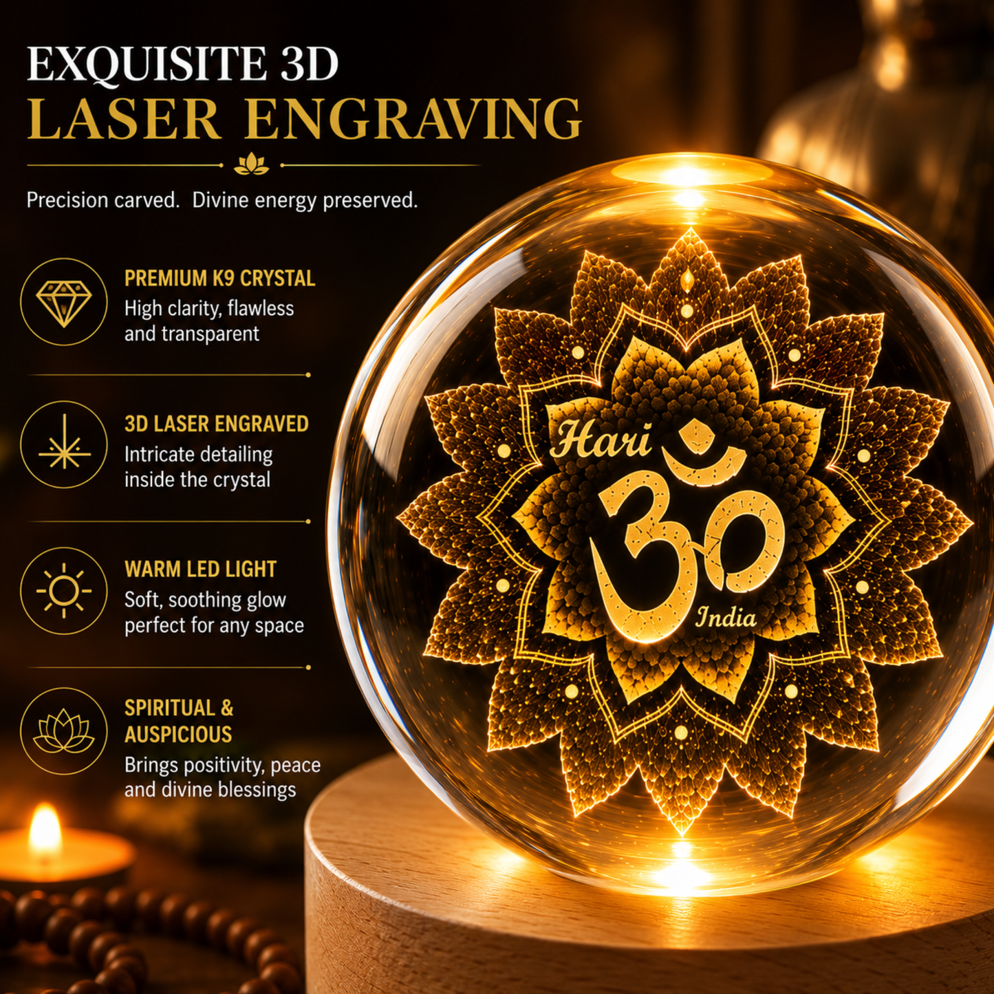 Om Crystal Ball LED Lamp – Dhar's Enterprise