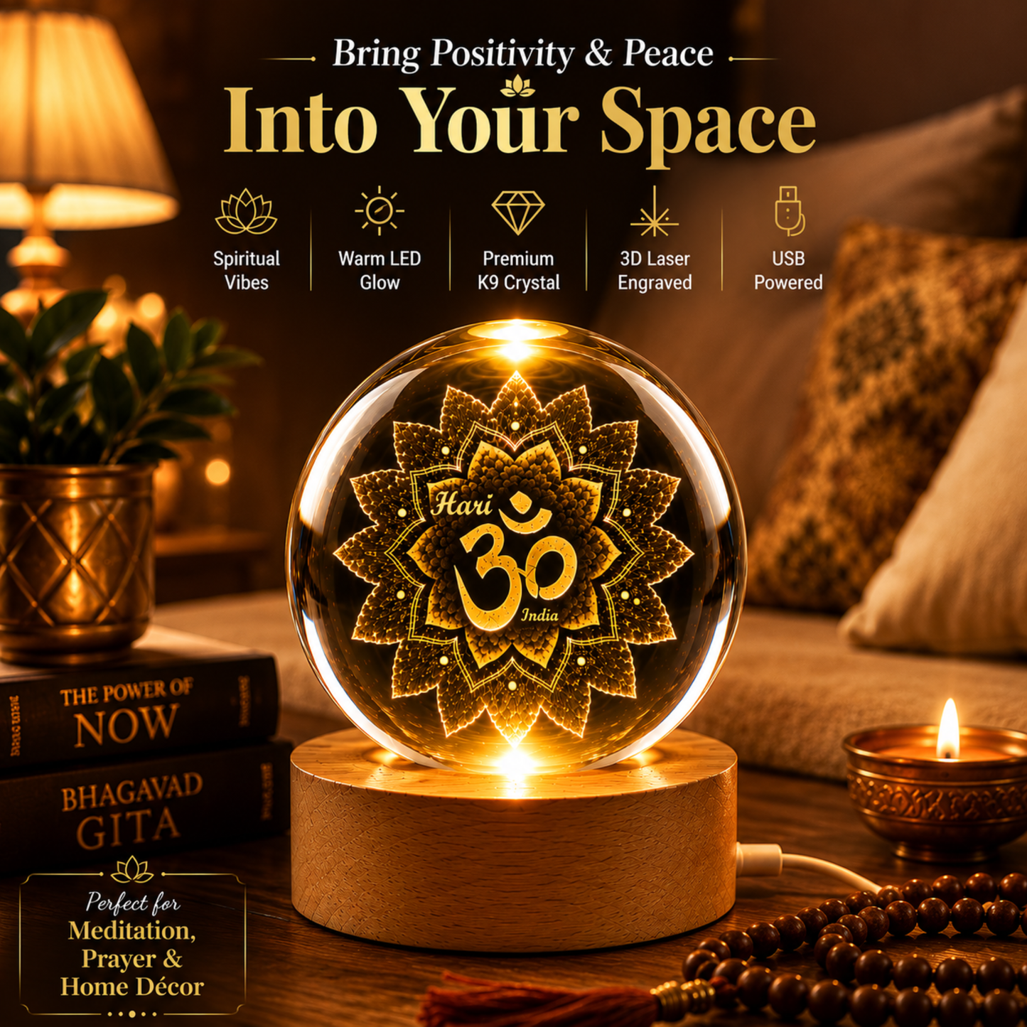 Om Crystal Ball LED Lamp – Dhar's Enterprise
