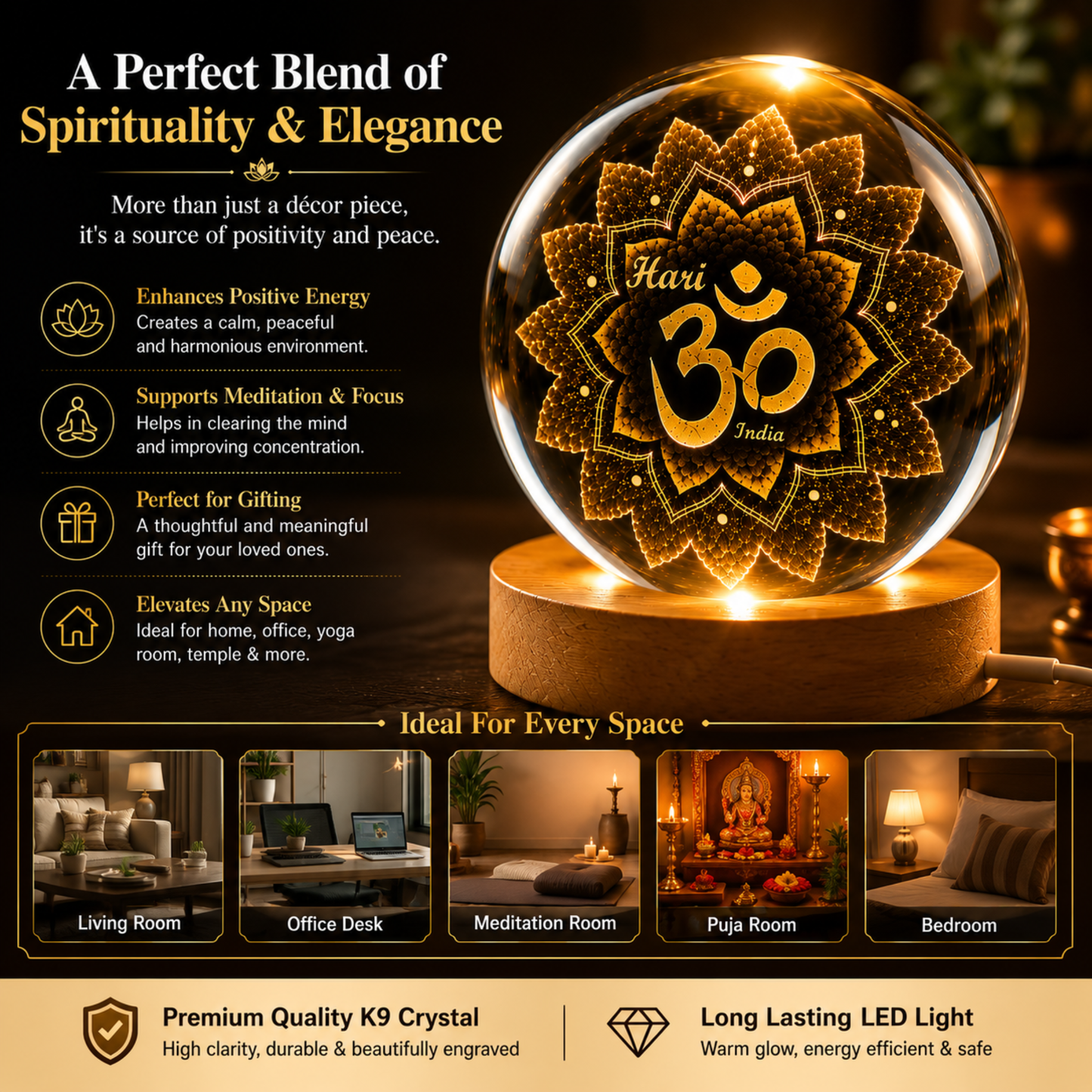 Om Crystal Ball LED Lamp – Dhar's Enterprise