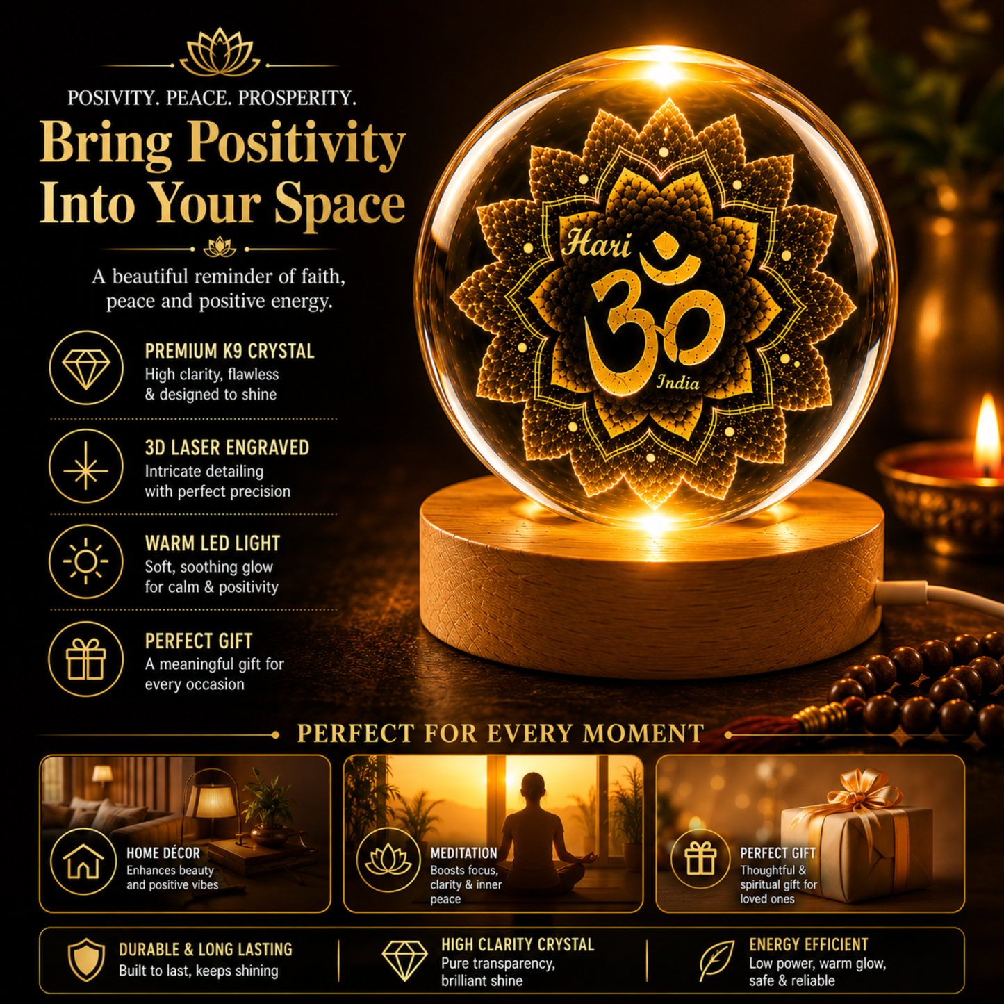 Om Crystal Ball LED Lamp – Dhar's Enterprise