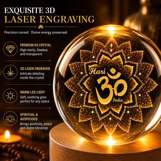 variant:Om Mandala | Om Crystal Ball Night Lamp | 3D laser engraving detail