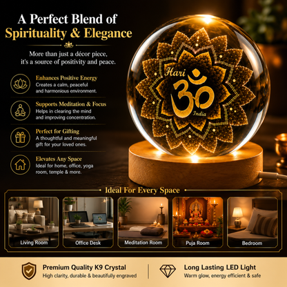 variant:Om Mandala | Om Crystal Ball Night Lamp | Spiritual decor use cases