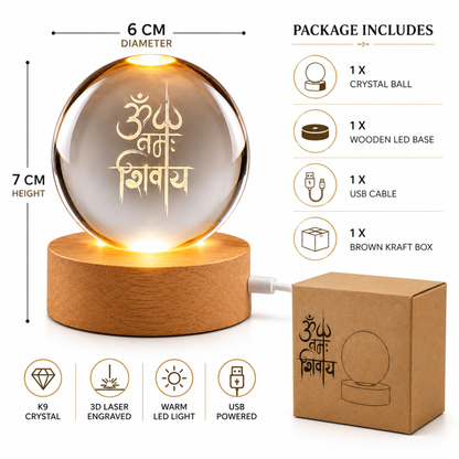 variant:Om Namah Shivaya | Om Crystal Ball Night Lamp | Divine glow use cases