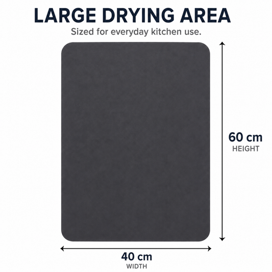 Dish Drying Mat Large 60x40 cm size reference creative showing the large countertop drying area.