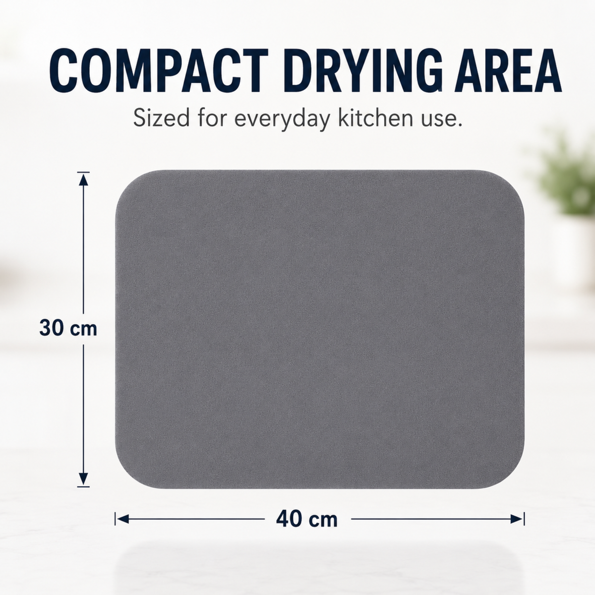 Dish Drying Sink Mat compact 40x30 cm grey size reference creative for small kitchen counters.