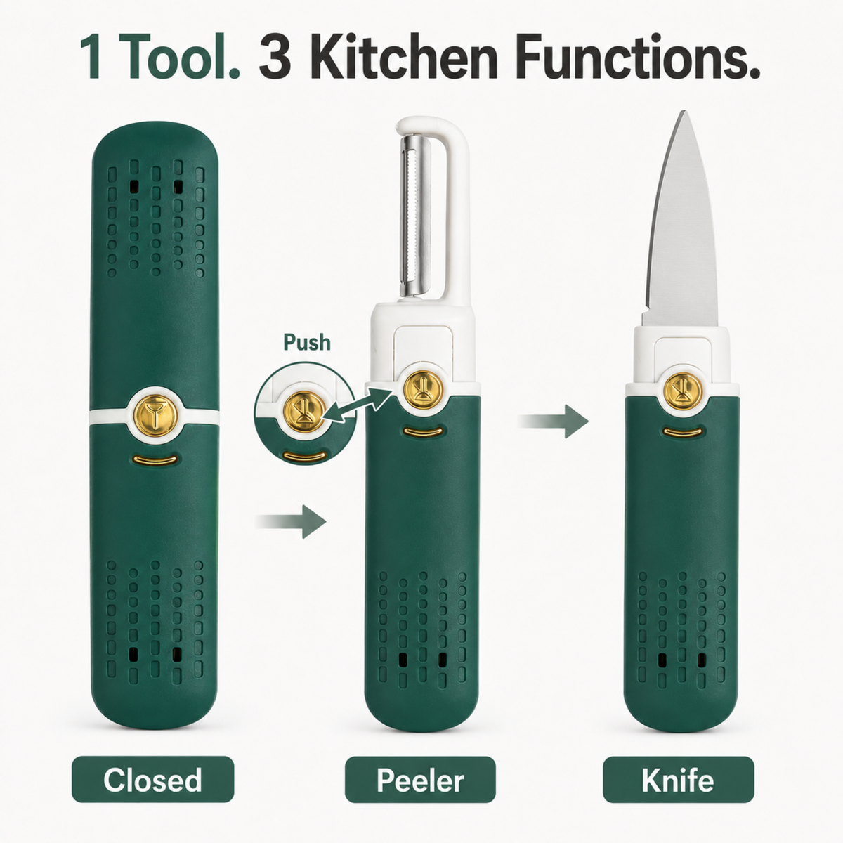 variant:Green | 2-in-1 Vegetable Peeler and Knife | Main modes image