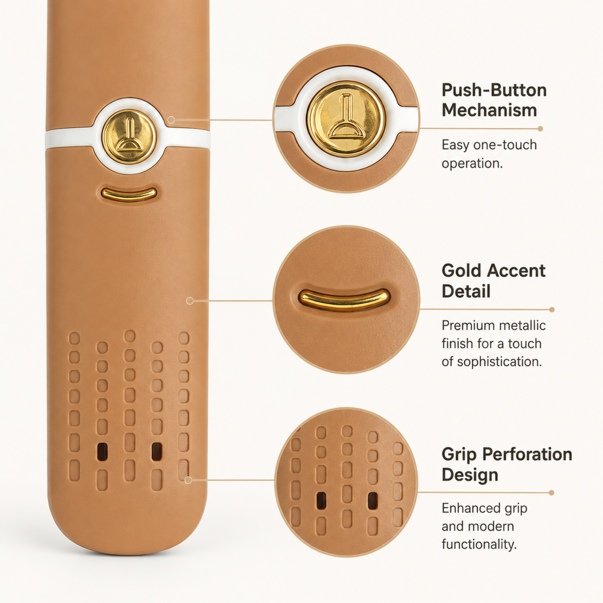 variant:Tan | 2-in-1 Vegetable Peeler and Knife | Feature close-up image