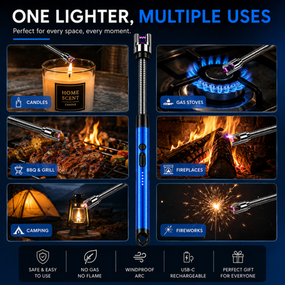 variant:Blue | Rechargeable Electric Arc Lighter | Many uses image