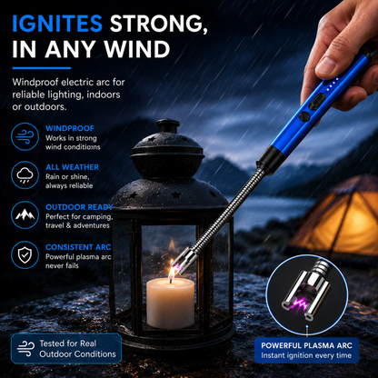 variant:Blue | Rechargeable Electric Arc Lighter | Windproof outdoor use image