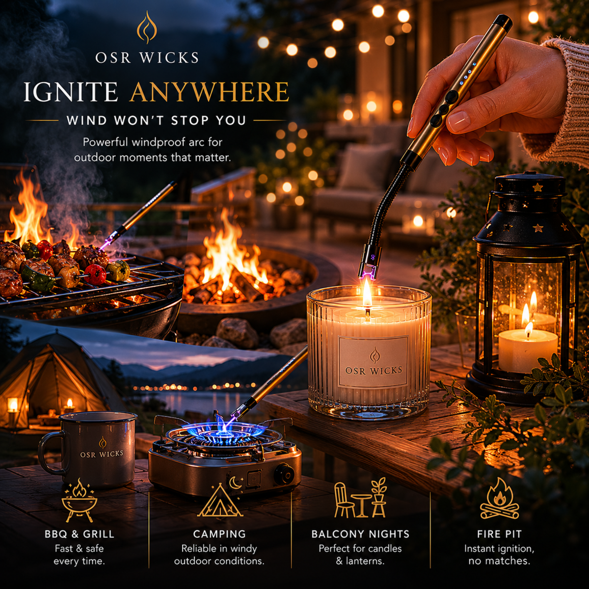 variant:Golden | Rechargeable Electric Arc Lighter | Ignite anywhere image