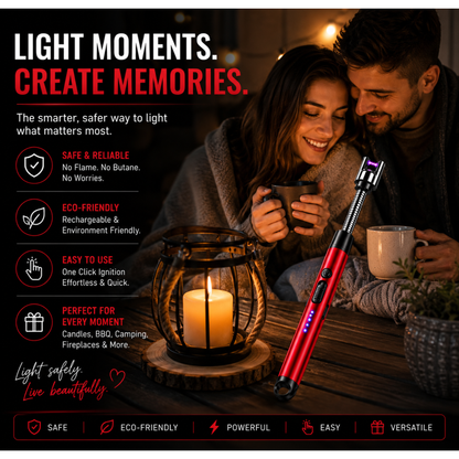 variant:Red | Rechargeable Electric Arc Lighter | Lifestyle image