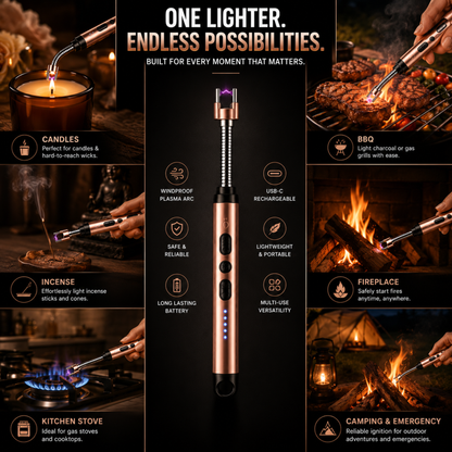 variant:Rose Gold | Rechargeable Electric Arc Lighter | Many uses image