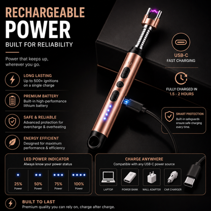 variant:Rose Gold | Rechargeable Electric Arc Lighter | Rechargeable battery image