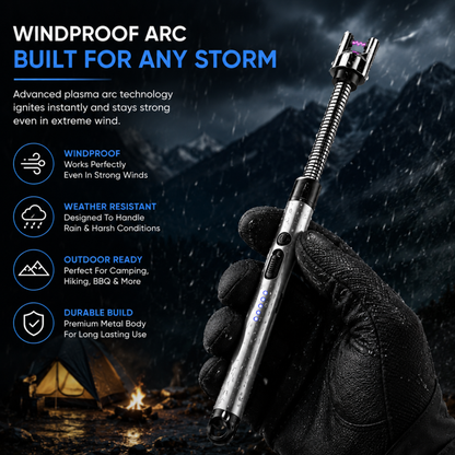 variant:Silver | Rechargeable Electric Arc Lighter | Windproof outdoor use image