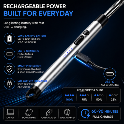 variant:Silver | Rechargeable Electric Arc Lighter | Rechargeable battery image