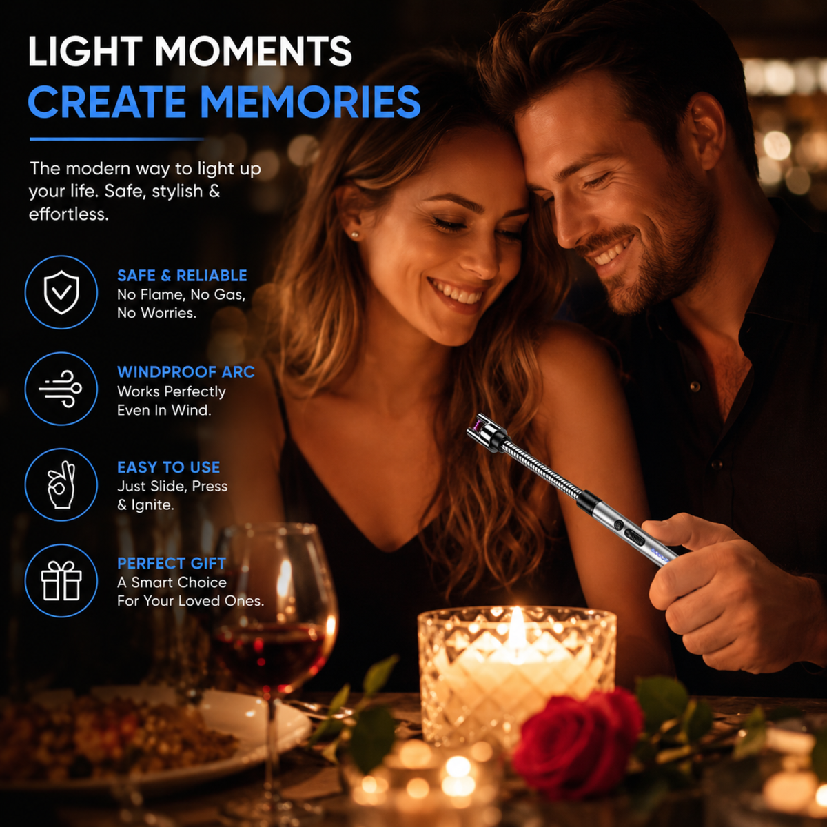 variant:Silver | Rechargeable Electric Arc Lighter | Lifestyle image