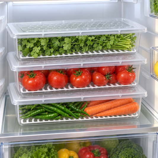 Fridge Storage Containers organising a refrigerator shelf
