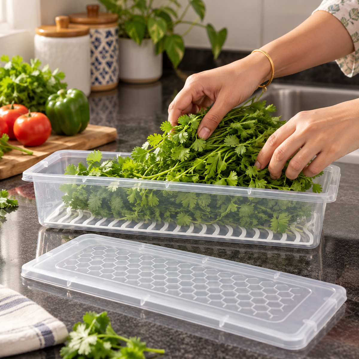 Fridge Storage Containers for loading and storing greens