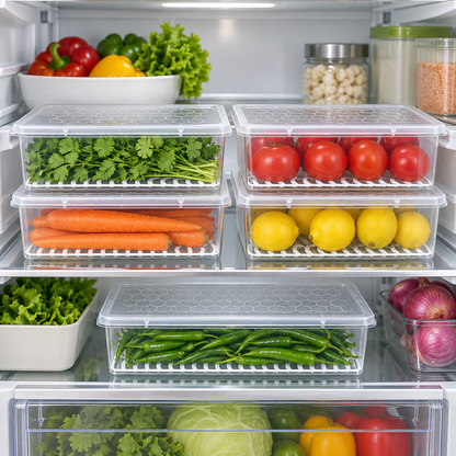 Organised fridge shelf using Fridge Storage Containers